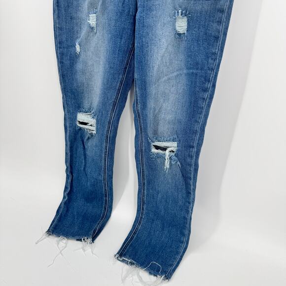 Risen Jeans Womens 5 / 27 (27x25 ACTUAL) High Rise Distressed Skinny Leg Blue - Picture 8 of 9